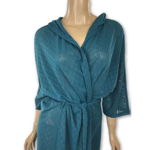 Prism Size 4 Hooded Teal Green Sashed Robe Short Sleeve Lightweight MSRP $1425 - Picture 5 of 8